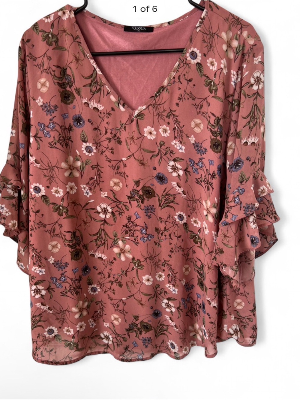 Women's Dusty Rose Floral V-Neck Blouse